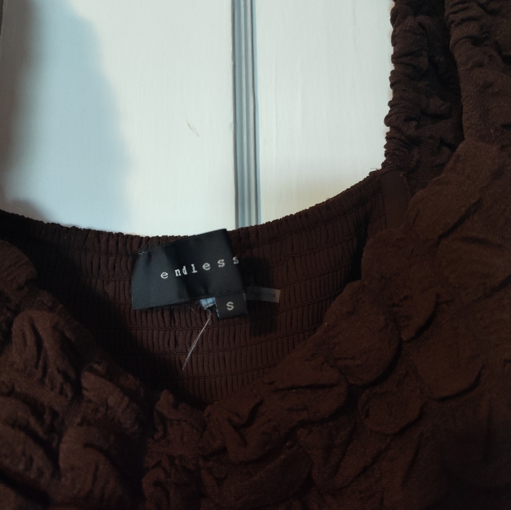 Anthropologie Endless Rose Puff Sleeve Textured Maxi Dress - Picture 12 of 16